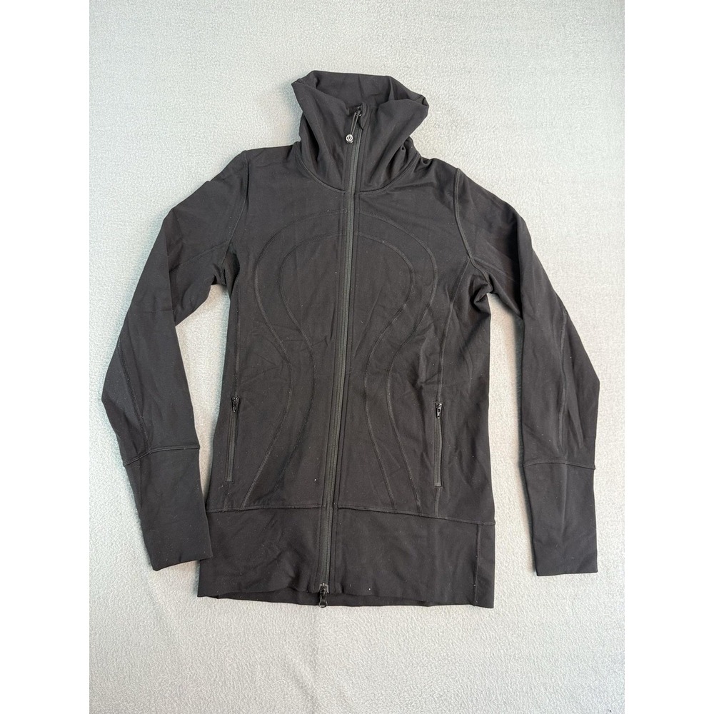 Lululemon Define Jacket Womens 6 Black Hooded Full Zip Thumbholes Running Yoga